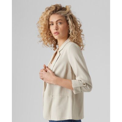 Vero Moda Blazer abierta de mujer tejido lino. (36) Piedra mujer Vero Moda Blazer abierta de mujer tejido lino. (36) Piedra mujer