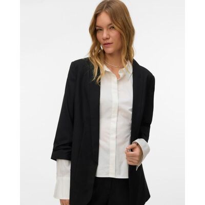 Vero Moda Blazer de corte regular de mujer con mangas fruncidas. (36) Negro mujer Vero Moda Blazer de corte regular de mujer con mangas fruncidas. (36) Negro mujer