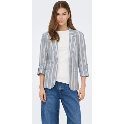 Only Blazer de mujer de manga 3-4 con lino. (36) Azul claro mujer Only Blazer de mujer de manga 3-4 con lino. (36) Azul claro mujer