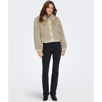 Only Abrigo de mujer de pelo sintético. (38) Beige mujer Only Abrigo de mujer de pelo sintético. (38) Beige mujer