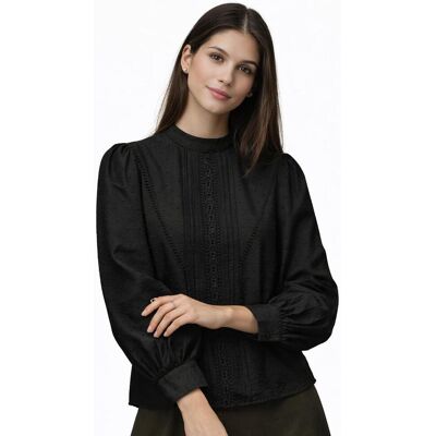 JDY Blusa de mujer manga larga plumeti. (36) Negro mujer JDY Blusa de mujer manga larga plumeti. (36) Negro mujer