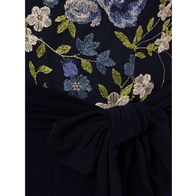Adrianna Papell Mono de mujer con top floral y escote en pico. (40) Azul oscuro mujer Adrianna Papell Mono de mujer con top floral y escote en pico. (40) Azul oscuro mujer