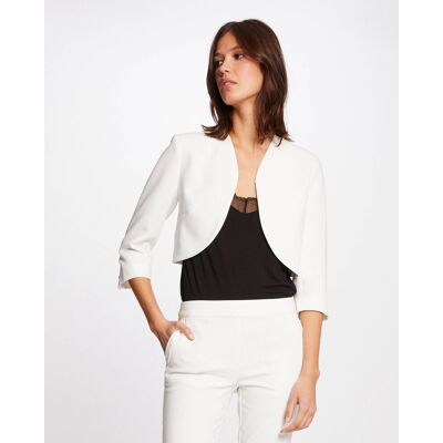 Morgan Bolero de mujer en tejido liso con manga 3-4. (42) Blanco mujer Morgan Bolero de mujer en tejido liso con manga 3-4. (42) Blanco mujer