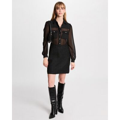 Morgan Vestido corto ajustado combinado. (38) Negro mujer Morgan Vestido corto ajustado combinado. (38) Negro mujer