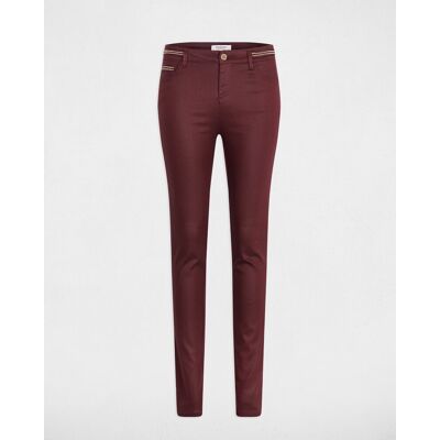 Morgan Pantalón de mujer slim efecto mojado. (38) Burdeos mujer Morgan Pantalón de mujer slim efecto mojado. (38) Burdeos mujer