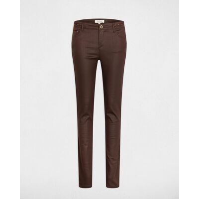 Morgan Pantalón de mujer slim efecto mojado. (42) Marrón mujer Morgan Pantalón de mujer slim efecto mojado. (42) Marrón mujer