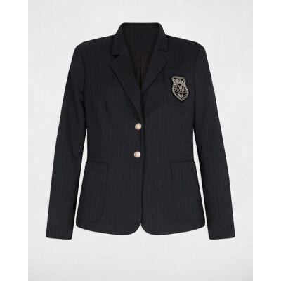 Morgan Blazer de mujer recto con parche decorativo. (38) Negro mujer Morgan Blazer de mujer recto con parche decorativo. (38) Negro mujer