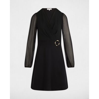 Morgan Vestido corto de gasa. (34) Negro mujer Morgan Vestido corto de gasa. (34) Negro mujer