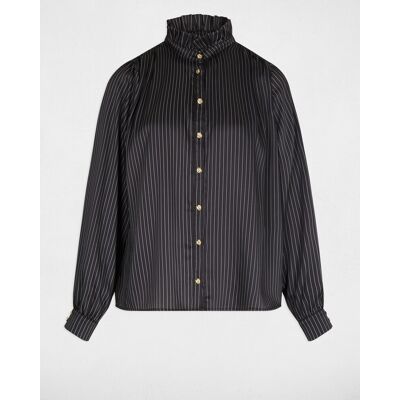 Morgan Camisa de mujer satinada de rayas. (40) Negro mujer Morgan Camisa de mujer satinada de rayas. (40) Negro mujer
