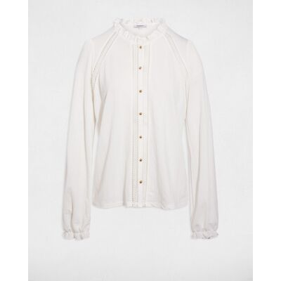 Morgan Blusa de mujer encaje cuello alto. (40) Blanco mujer Morgan Blusa de mujer encaje cuello alto. (40) Blanco mujer