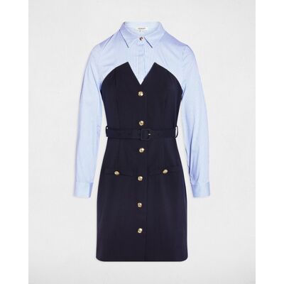 Morgan Vestido corto efecto corsé con camisa. (36) Azul / Blanco mujer Morgan Vestido corto efecto corsé con camisa. (36) Azul / Blanco mujer