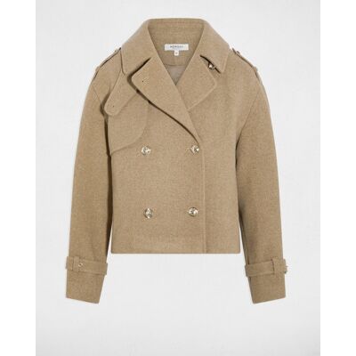 Morgan Abrigo de mujer corto con cuello sastre. (36) Beige mujer Morgan Abrigo de mujer corto con cuello sastre. (36) Beige mujer