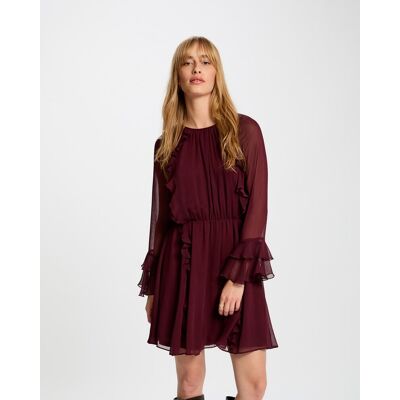 Morgan Vestido corto fluido. (42) Burdeos mujer Morgan Vestido corto fluido. (42) Burdeos mujer