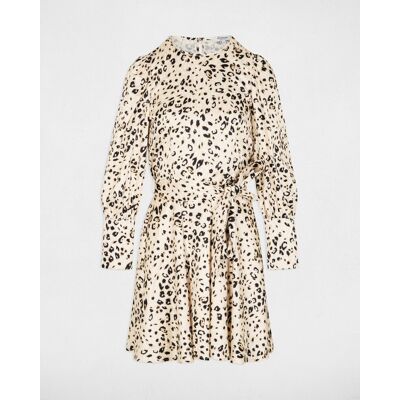Morgan Vestido corto satinado con animal print. (42) Beige mujer Morgan Vestido corto satinado con animal print. (42) Beige mujer