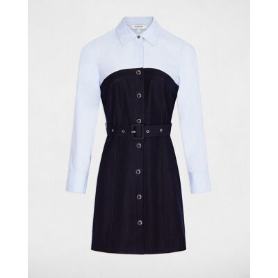 Morgan Vestido corto efecto 2 en 1 con manga francesa. (36) Azul oscuro mujer Morgan Vestido corto efecto 2 en 1 con manga francesa. (36) Azul oscuro mujer