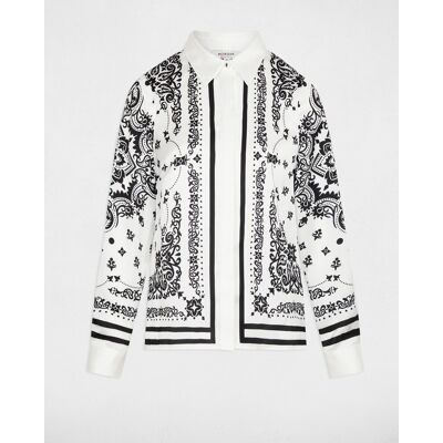 Morgan Camisa de mujer fluida estampada. (34) Blanco mujer Morgan Camisa de mujer fluida estampada. (34) Blanco mujer