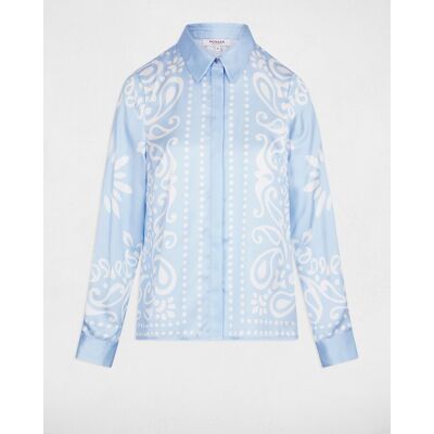 Morgan Camisa de mujer fluida estampada. (36) Azul claro mujer Morgan Camisa de mujer fluida estampada. (36) Azul claro mujer