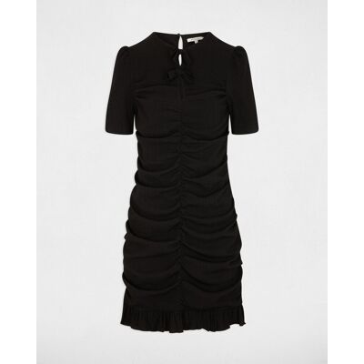 Morgan Vestido corto ajustado con manga corta y escote con botones. (40) Negro mujer Morgan Vestido corto ajustado con manga corta y escote con botones. (40) Negro mujer