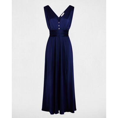 Morgan Vestido largo fluido sin mangas y escote pico. (42) Azul oscuro mujer Morgan Vestido largo fluido sin mangas y escote pico. (42) Azul oscuro mujer