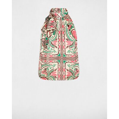 Morgan Blusa de mujer satinada con cuello alto. (XS) Multicolor mujer Morgan Blusa de mujer satinada con cuello alto. (XS) Multicolor mujer