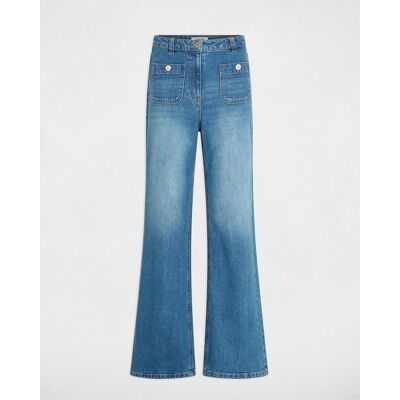Morgan Vaqueros de mujer ancho de tiro alto. (40) Azul mujer Morgan Vaqueros de mujer ancho de tiro alto. (40) Azul mujer