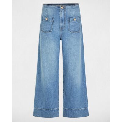 Morgan Vaqueros de mujer ancho de tiro alto corte 7-8. (38) Azul denim mujer Morgan Vaqueros de mujer ancho de tiro alto corte 7-8. (38) Azul denim mujer
