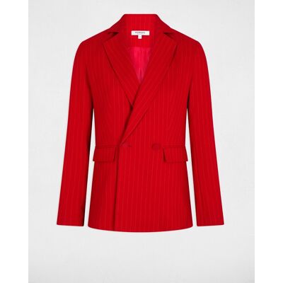 Morgan Chaqueta de mujer entallada con estampado de rayas. (34) Rojo mujer Morgan Chaqueta de mujer entallada con estampado de rayas. (34) Rojo mujer