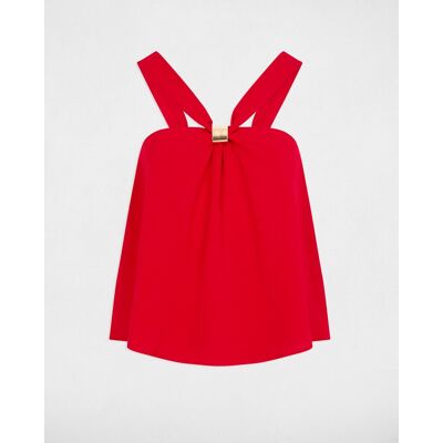 Morgan Top de mujer plisado con cuello alto. (40) Rojo mujer Morgan Top de mujer plisado con cuello alto. (40) Rojo mujer