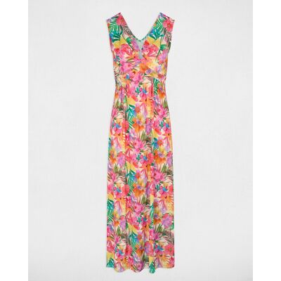 Morgan Vestido largo con escote pico y estampado floral. (34) Multicolor mujer Morgan Vestido largo con escote pico y estampado floral. (34) Multicolor mujer