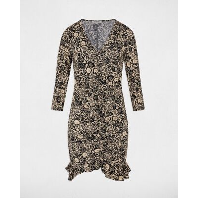 Morgan Vestido de punto con escote pico y estampado floral. (38) Multicolor mujer Morgan Vestido de punto con escote pico y estampado floral. (38) Multicolor mujer