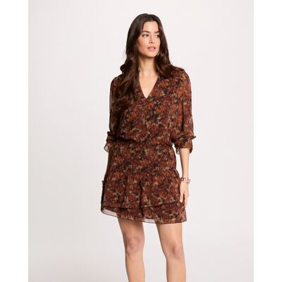 Morgan Vestido corto con manga francesa y estampado. (34) Multicolor mujer Morgan Vestido corto con manga francesa y estampado. (34) Multicolor mujer