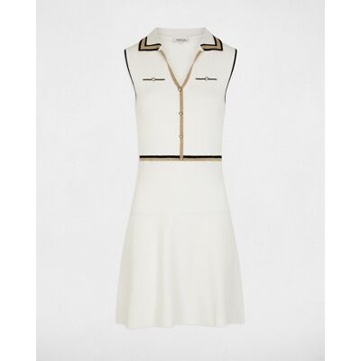 Morgan Vestido de punto sin mangas con escote pico. (34) Blanco mujer Morgan Vestido de punto sin mangas con escote pico. (34) Blanco mujer