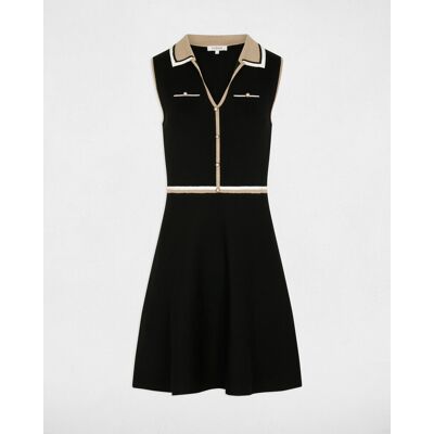 Morgan Vestido de punto sin mangas con escote pico. (40) Negro mujer Morgan Vestido de punto sin mangas con escote pico. (40) Negro mujer