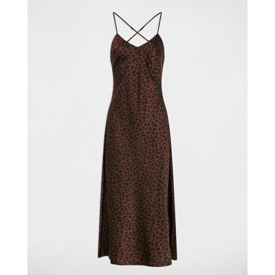 Morgan Vestido largo satinado con estampado animalier. (40) Multicolor mujer Morgan Vestido largo satinado con estampado animalier. (40) Multicolor mujer