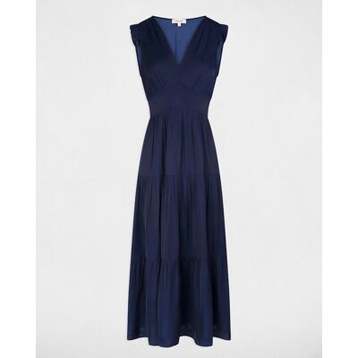 Morgan Vestido largo con escote pico sin mangas. (34) Azul oscuro mujer Morgan Vestido largo con escote pico sin mangas. (34) Azul oscuro mujer