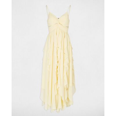 Morgan Vestido largo con escote pico. (40) Amarillo mujer Morgan Vestido largo con escote pico. (40) Amarillo mujer