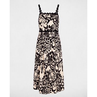Morgan Vestido midi con escote cuadrado. (44) Negro mujer Morgan Vestido midi con escote cuadrado. (44) Negro mujer