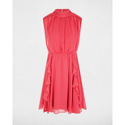 Morgan Vestido corto con volantes y cuello perkins. (40) Rosa mujer Morgan Vestido corto con volantes y cuello perkins. (40) Rosa mujer