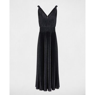 Morgan Vestido largo efecto plisado con detalles metálicos. (36) Azul marino mujer Morgan Vestido largo efecto plisado con detalles metálicos. (36) Azul marino mujer