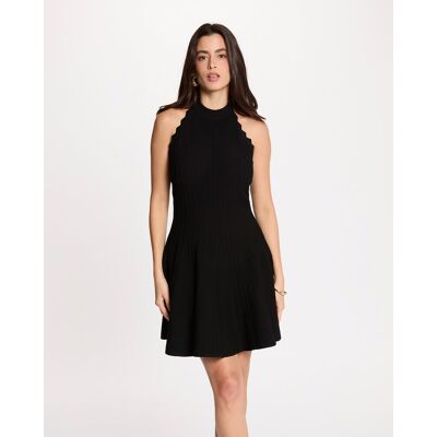 Morgan Vestido corto de punto evasé sin mangas. (36) Negro mujer Morgan Vestido corto de punto evasé sin mangas. (36) Negro mujer