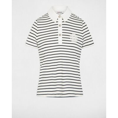 Morgan Polo de mujer de rayas con logo bordado. (40) Blanco mujer Morgan Polo de mujer de rayas con logo bordado. (40) Blanco mujer