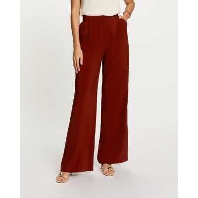 Morgan Pantalón de mujer ancho de tiro alto de antelina. (36) Marrón mujer Morgan Pantalón de mujer ancho de tiro alto de antelina. (36) Marrón mujer