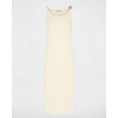 Morgan Vestido corto de punto fino con tirantes. (36) Marfil mujer Morgan Vestido corto de punto fino con tirantes. (36) Marfil mujer