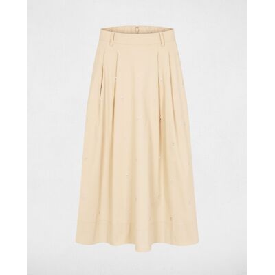 Morgan Falda larga de cintura alta con tachuelas. (36) Beige mujer Morgan Falda larga de cintura alta con tachuelas. (36) Beige mujer