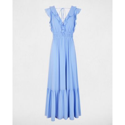 Morgan Vestido largo con escote pico. (36) Azul mujer Morgan Vestido largo con escote pico. (36) Azul mujer