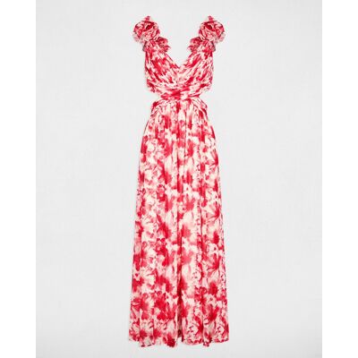 Morgan Vestido largo floral acampanado. (42) Rojo mujer Morgan Vestido largo floral acampanado. (42) Rojo mujer