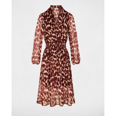 Morgan Vestido midi con manga larga y cuello camisero. (36) Marrón mujer Morgan Vestido midi con manga larga y cuello camisero. (36) Marrón mujer