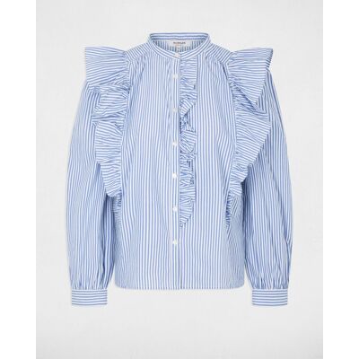 Morgan Camisa de mujer con volantes. (L) Azul claro mujer Morgan Camisa de mujer con volantes. (L) Azul claro mujer