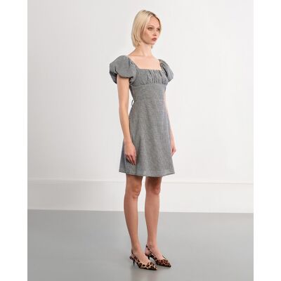 Lili Sidonio Vestido de mujer de manga corta estampado vichy. (42) Negro mujer Lili Sidonio Vestido de mujer de manga corta estampado vichy. (42) Negro mujer