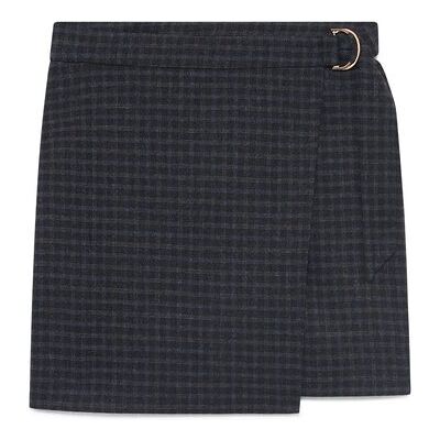 Caroll Falda corta en lana con estampado de cuadros. (40) Gris mujer Caroll Falda corta en lana con estampado de cuadros. (40) Gris mujer